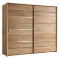 Szafa przesuwna z litego drewna dębowego 220 × 65 × 210 cm, dąb naturalny/srebrny