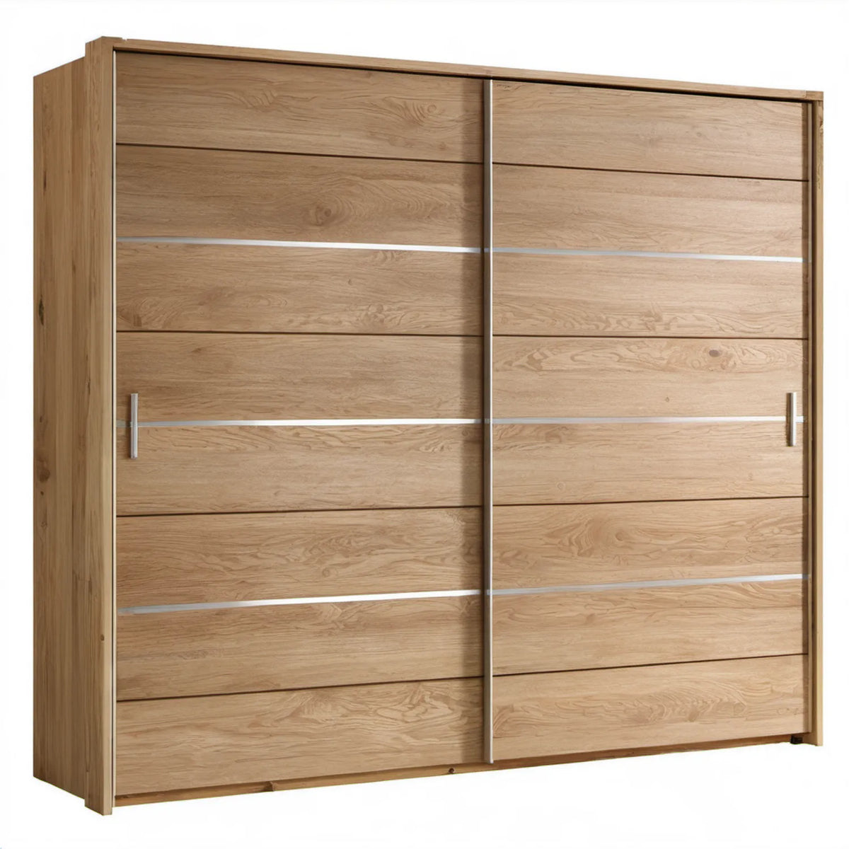 Szafa przesuwna z litego drewna dębowego 220 × 65 × 210 cm, dąb naturalny/srebrny