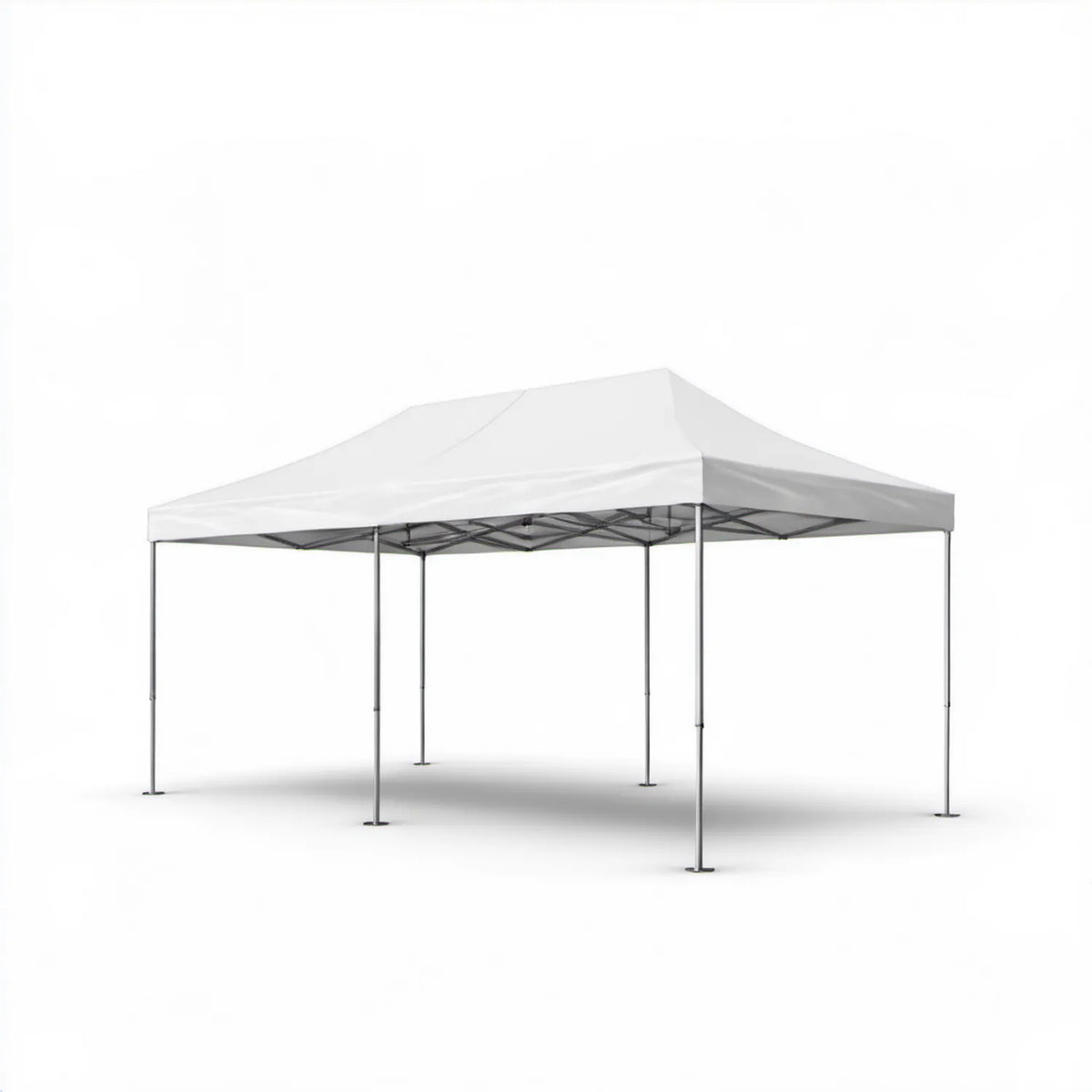 Biały składany pawilon ogrodowy 3 x 6 m, wysokość 255–330 cm, stal i poliester