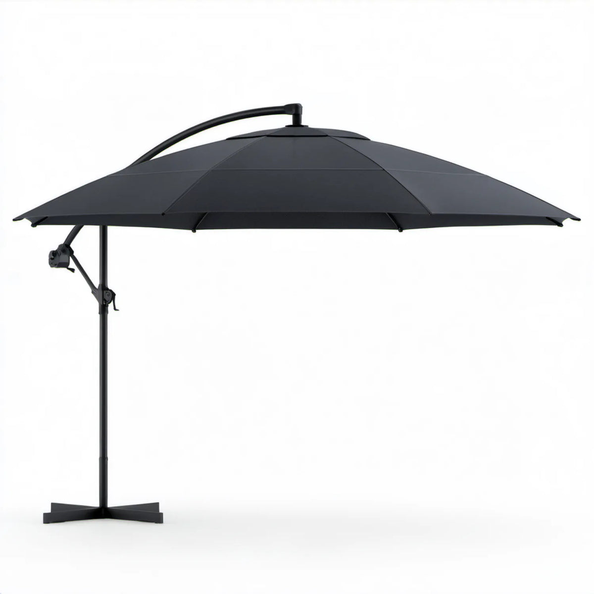 Czarny wiszący parasol ogrodowy Ø300 cm z poliestru i stali