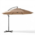 Boczny parasol ogrodowy okrągły 300 cm z podwójnym daszkiem, beżowo-czarny, wysokość 245 cm