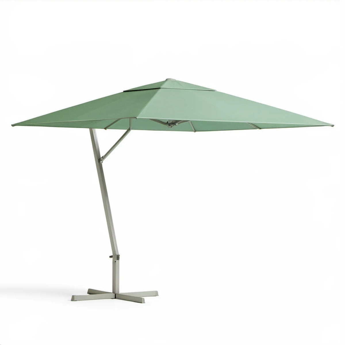 Boczny parasol ogrodowy kwadratowy 300 x 300 cm zielono-srebrny, aluminium i poliester