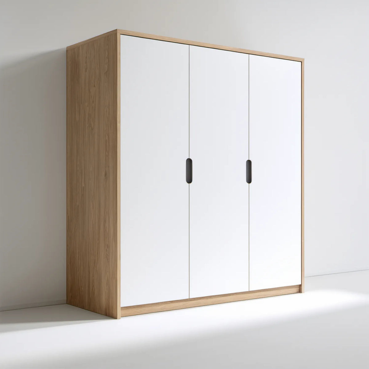 Szafa trzydrzwiowa biała i dąb 120 x 60 x 200 cm z płyty wiórowej laminowanej