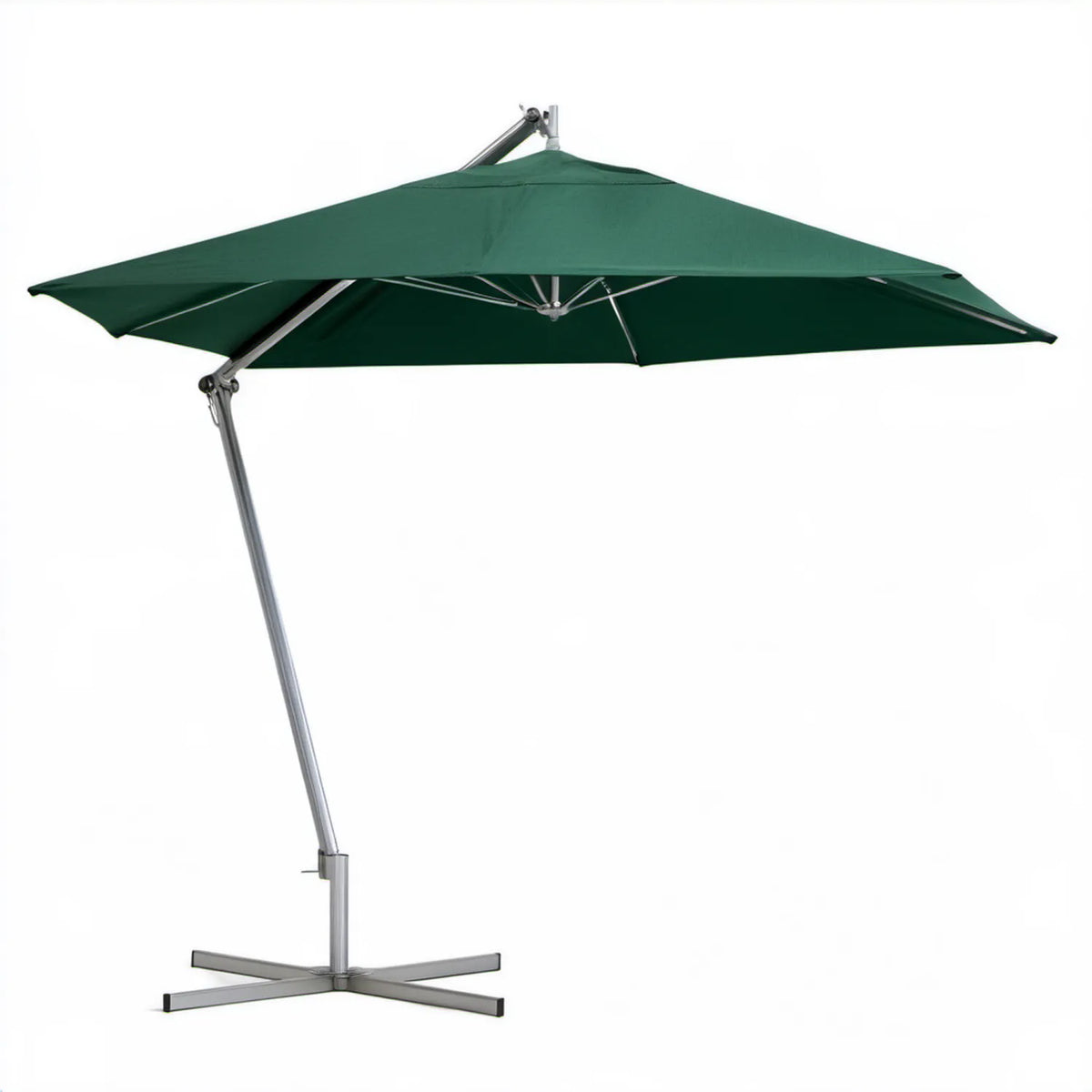Zielony boczny parasol ogrodowy kwadratowy 300 x 300 cm z aluminium i poliestru