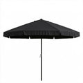 Czarny okrągły parasol ogrodowy 300 cm z korbą, poliester i stal