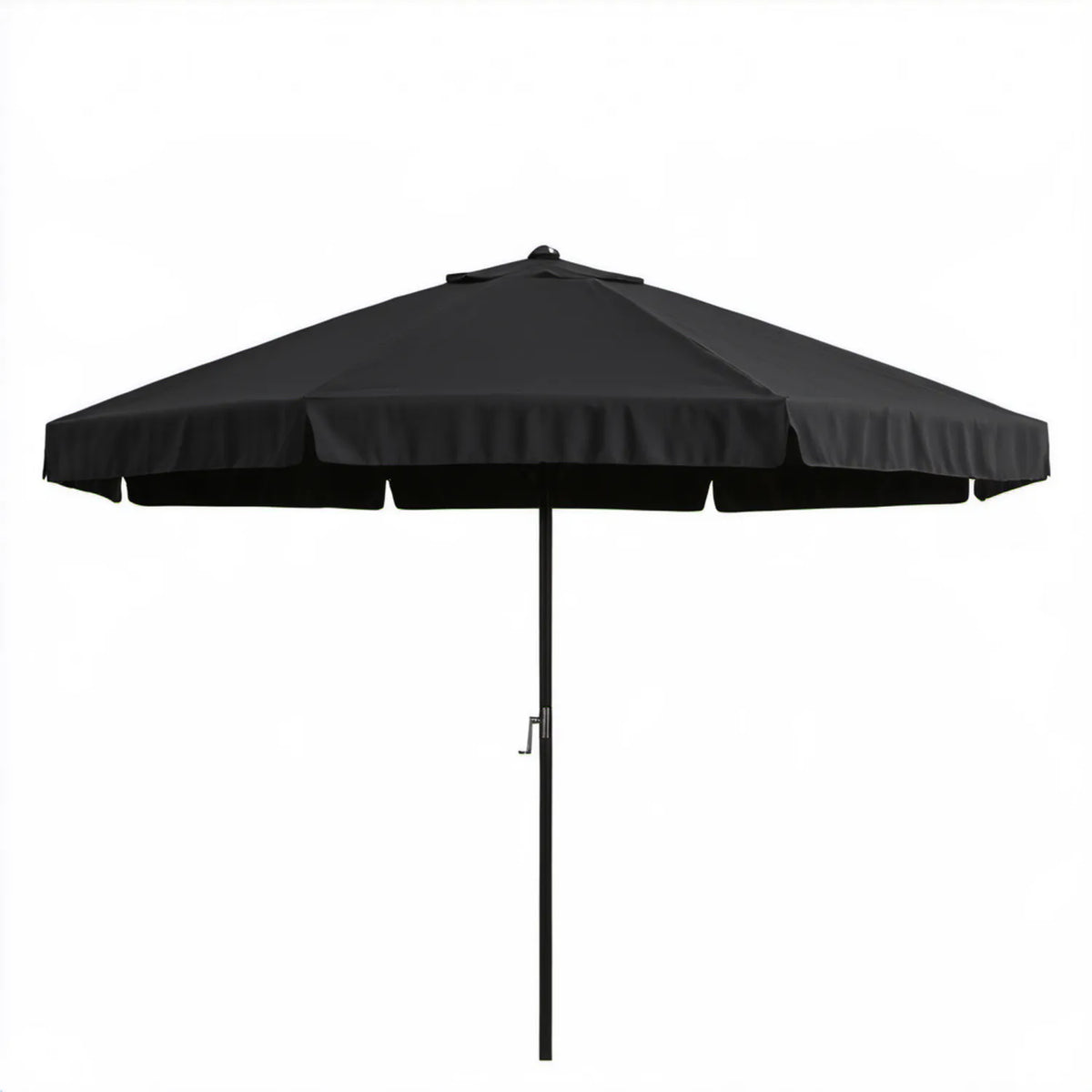 Czarny okrągły parasol ogrodowy 300 cm z korbą, poliester i stal