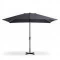 Czarny kwadratowy parasol ogrodowy 300 x 300 cm z regulacją wysokości i stalową podstawą krzyżową