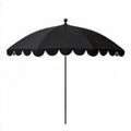 Czarny parasol ogrodowy z białą lamówką i falbaną, Ø 270 cm