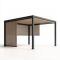 Aluminiowa pergola ogrodowa 300 x 300 x 250 cm antracytowa z beżowym dachem i osłonami bocznymi taupe