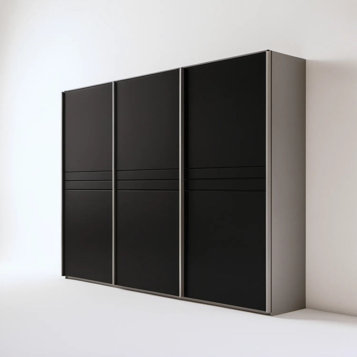Czarna/antracytowa szafa przesuwna 250 x 62 x 215 cm z 3 drzwiami